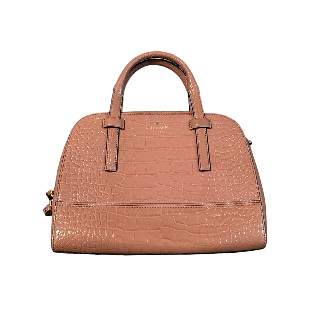 Kate Spade Small Felix Riverside Street Leather Satchel Pink Crocodile Purse Bag